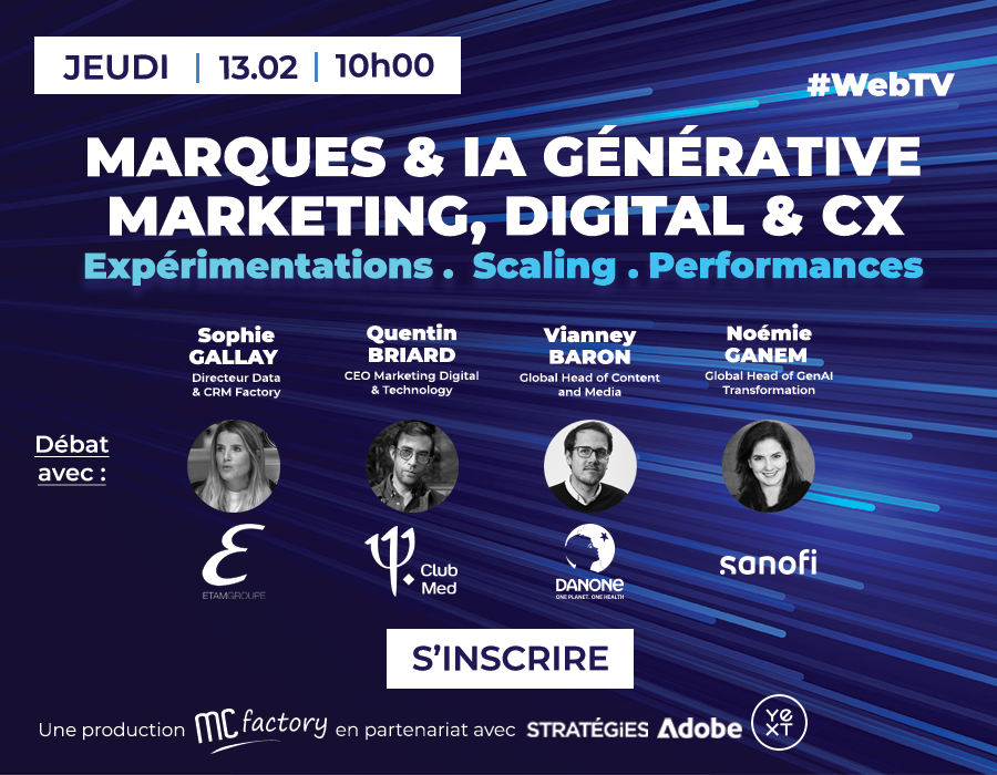 Marketing, Digital & CX, comment performer avec la Gen AI ? Le 13 février de 10h à 10h40 